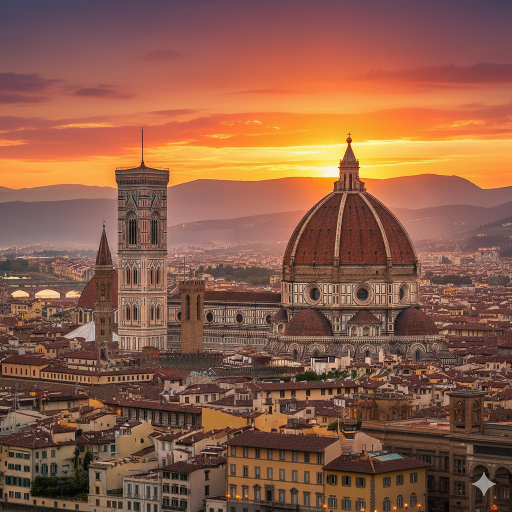 Florence Duomo with sunset sky