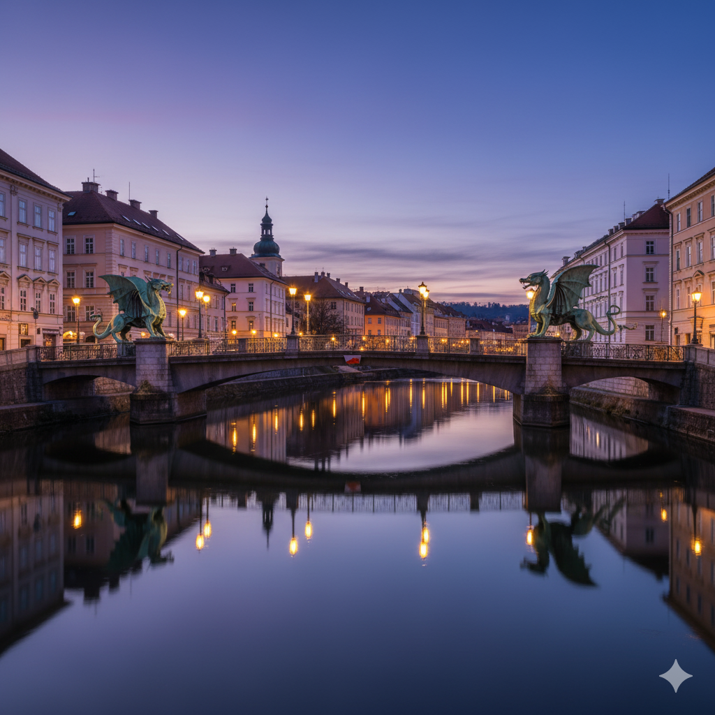 Ljubljanas Dragon Bridge for first time solo female travelers