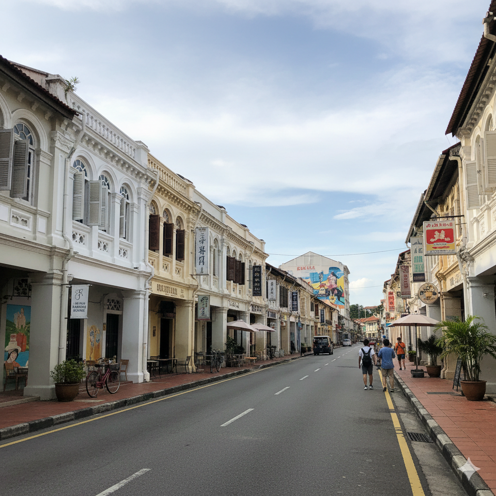 Ipoh old town streets with colonial architecture in Malaysia