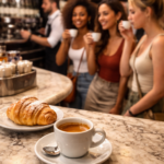 A classic Italian espresso served at a standing bar in a local café, illustrating the authentic Italian coffee culture.
