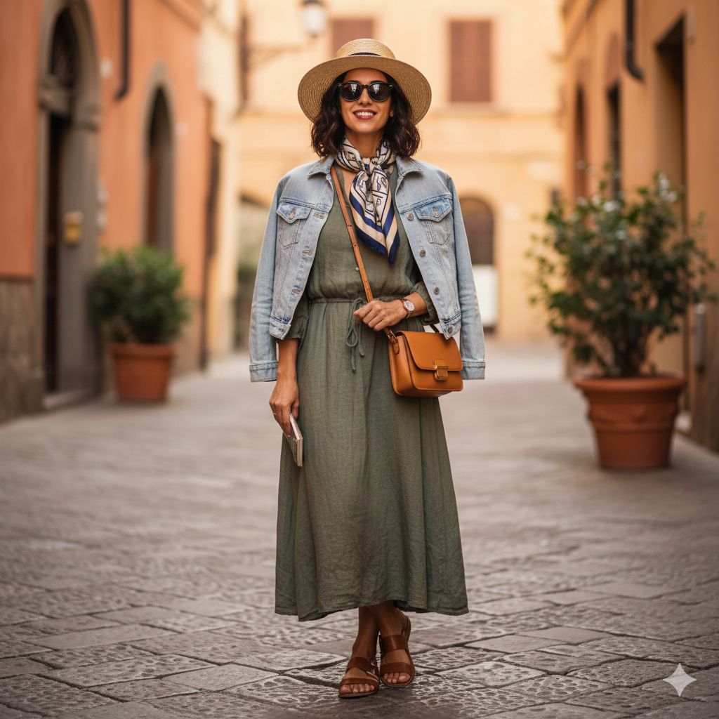 Practical yet stylish travel outfit for Italy, following the bella figura principle

