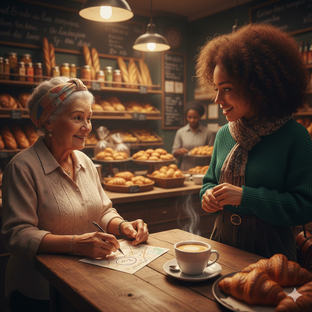 Parisian bakery interior showing how asking for help while lost led to kindness from locals