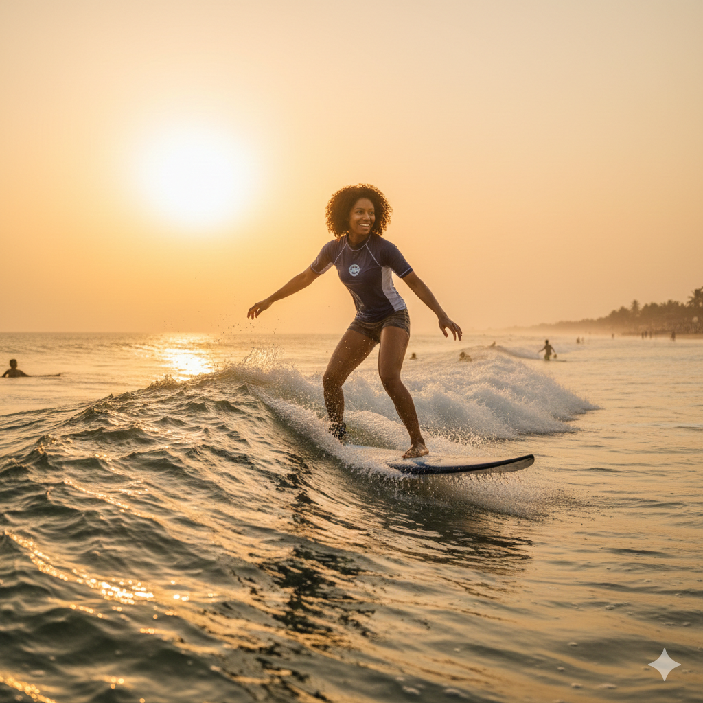 Busua Beach Ghana surfing Atlantic Ocean West Africa solo female traveler adventure