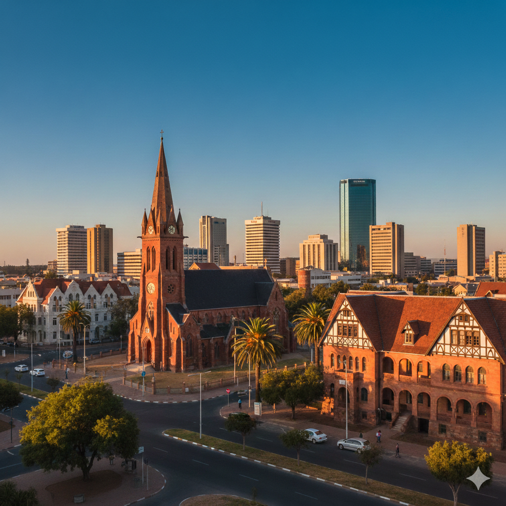 Windhoek Namibia city center with German colonial architecture