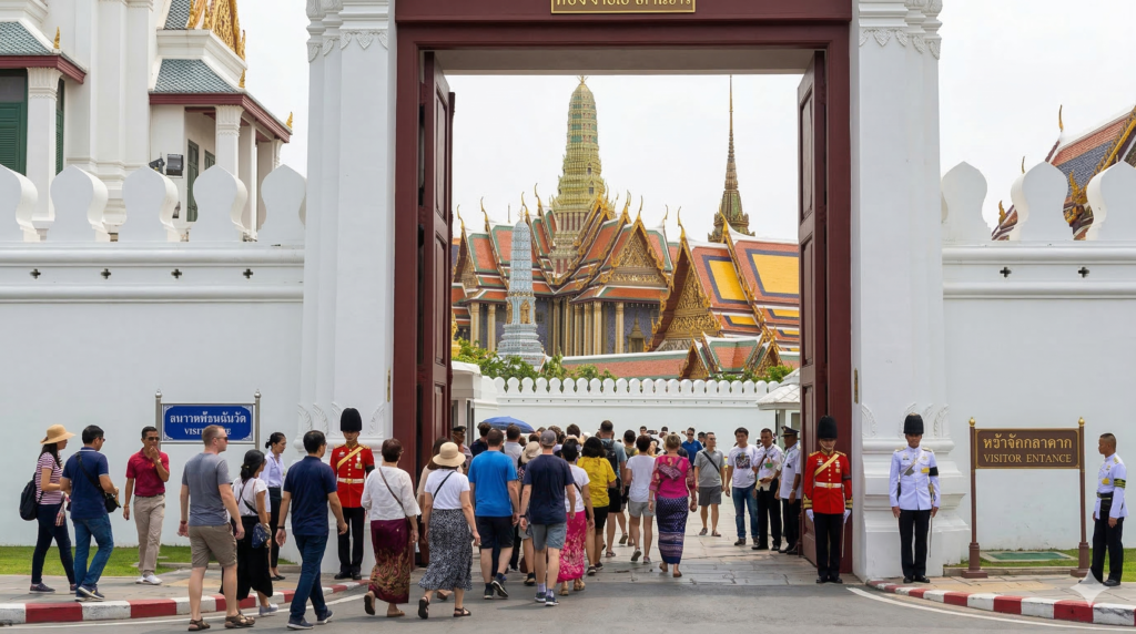 The Grand Palace entrance in Bangkok, Thailand. It's always open to visitors.